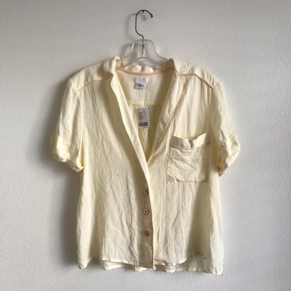 Urban Outfitters Tops - UO Cooperative Yellow Pajama Style Collared Top